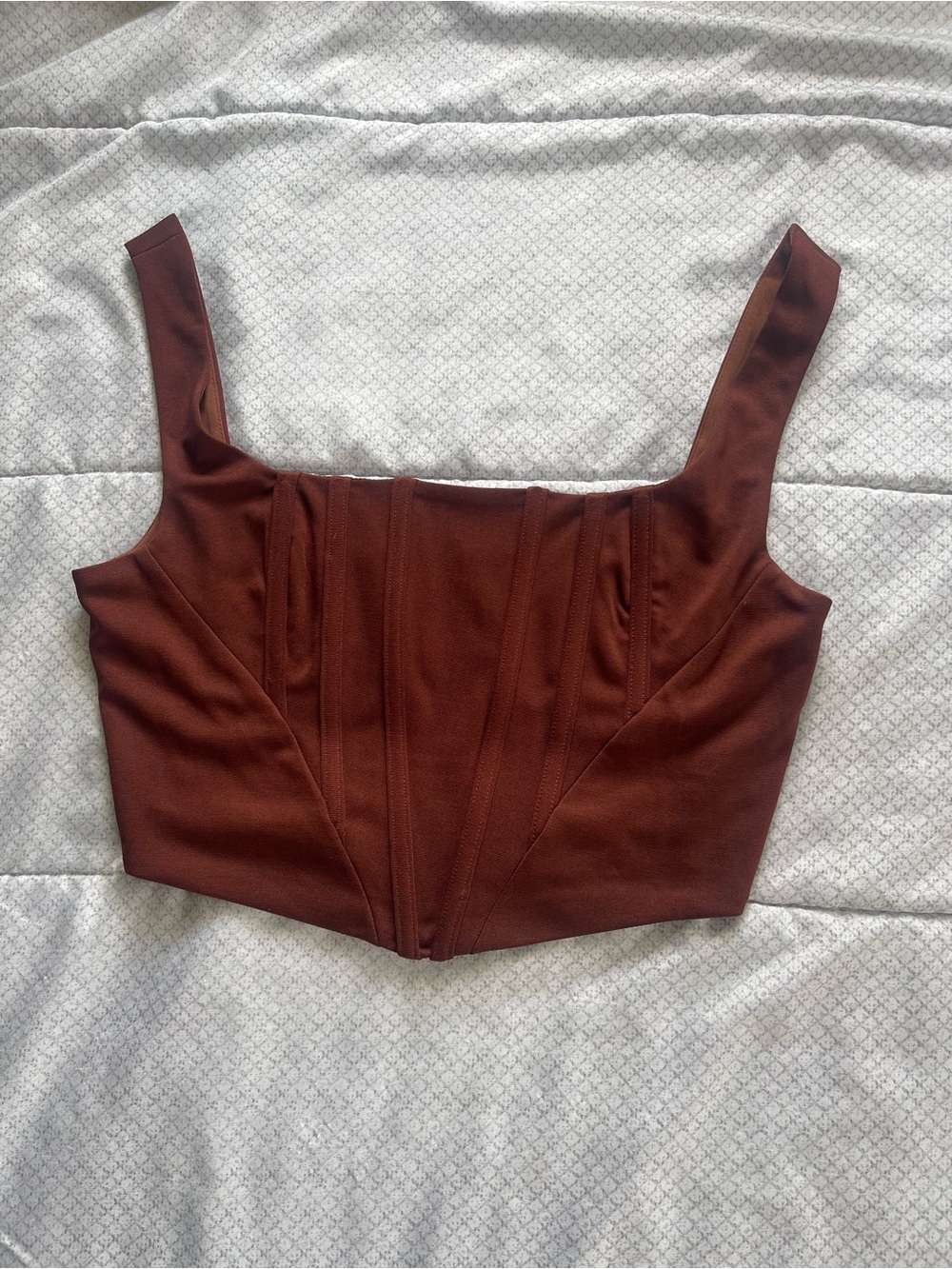 Urban Outfitters Rust Brown Corset-Style Crop Top